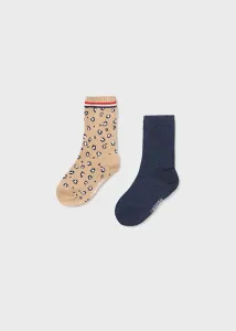 2 pack ponožek LEOPARD béžové MINI Mayoral velikost: 8 (EU 32-35)