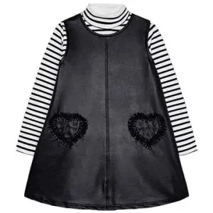 MAYORAL dívčí koženkové šaty s tričkem černá - 110 cm
