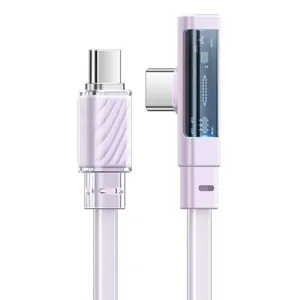 Kabel Mcdodo USB-C na USB-C CA-3454 90 stupňů 1,8 m s LED diodou (fialový)