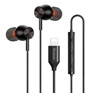 Mcdodo HP-3480 drátová sluchátka do uší, lightning (černá)