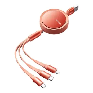 Mcdodo USB kabel CA-7252 3v1 zatahovací 1,2 m (oranžový)