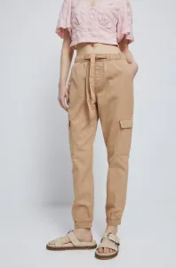 Bavlněné kalhoty Medicine dámské, béžová barva, medium waist
