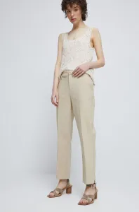 Kalhoty Medicine dámské, béžová barva, jednoduché, medium waist #5056643