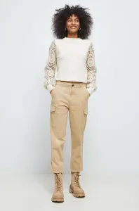 Kalhoty Medicine dámské, béžová barva, medium waist #4302653