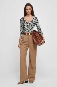 Kalhoty Medicine dámské, béžová barva, široké, high waist #6065987