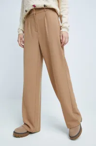 Kalhoty Medicine dámské, béžová barva, široké, medium waist #4284686