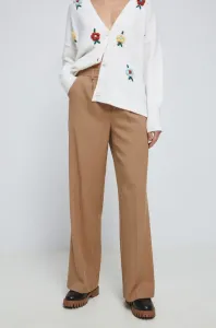 Kalhoty Medicine dámské, béžová barva, široké, medium waist #5250646