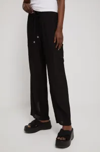 Kalhoty Medicine dámské, černá barva, široké, medium waist