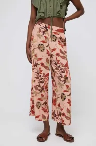 Kalhoty Medicine dámské, růžová barva, široké, medium waist