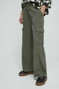 Kalhoty Medicine dámské, zelená barva, široké, high waist