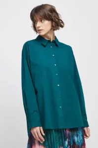 Košile Medicine dámská, tyrkysová barva, relaxed, s klasickým límcem #4938808