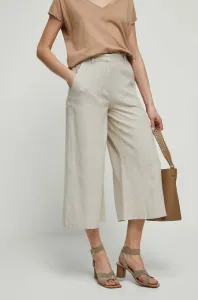 Plátěné kalhoty Medicine dámské, béžová barva, střih culottes, high waist #5911476