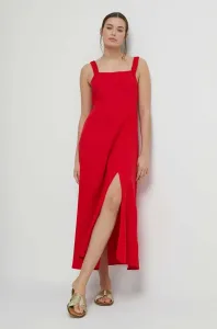Šaty s příměsí lnu Medicine červená barva, maxi #5165580
