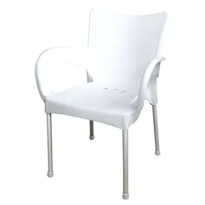MEGAPLAST Židle zahradní SMART plast, AL nohy, bílá