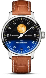 MeisterSinger Stratoscope ST982G - Světle hnědý kožený řemínek + 5 let záruka, pojištění a dárek ZDARMA