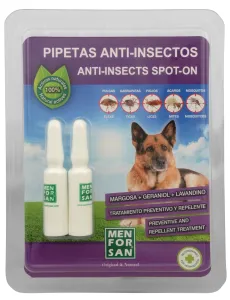 Menforsan Antiparazitní pipety pro psy (100% Natural Repellent Anti-parasite Spot on for Dogs) 2 x 1,5 ml