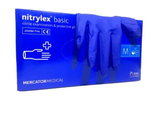 NITRYLEX BASIC - Nitrilové rukavice (bez pudru) tm. modré, 100 ks, M