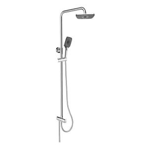 MEREO Sprchový set s tyčí, hadicí, ruční a talíř. hranatou sprchou, černá CB95001SB2