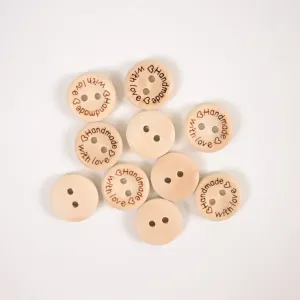 Dřevěné knoflíky Handmade 1,5 cm - balení 10 ks