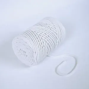 Pletená bavlněná šňůra 6mm premium bílá