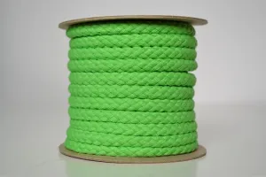 Pletená bavlněná šňůra limetka 1 cm premium