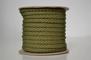 Pletená bavlněná šňůra olivová 1 cm premium