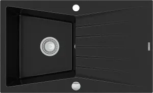 MEXEN Cesar granitový dřez 1-mísa dřez s odkapávač 775x470 mm, černá 6514771010-77