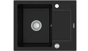 MEXEN Enzo granitový dřez 1-mísa dřez s vypouštěním krátký Board 576x465 mm, černá 6506571005-77