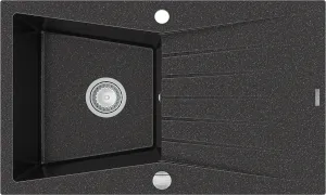 MEXEN Cesar granitový dřez 1-mísa dřez s odkapávač 775x470 mm, černá mottled 6514771010-76