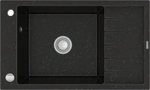 MEXEN Elias granitový dřez 1 mísa dřez s vypouštěním krátký Board 795x480 mm, černá / kovové zlato 6511791005-75