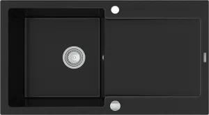 MEXEN Leo granitový dřez 1 s odkapávačem 900x500 mm, černá 6501901010-77