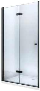 MEXEN LIMA skládací dveře 100x190 cm 6mm, černé, transparent se stěnovým profilem 856-100-000-70-00