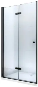 MEXEN LIMA skládací dveře 80x190 cm 6mm, černé, transparent se stěnovým profilem 856-080-000-70-00 #3600461