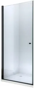 MEXEN PRETORIA křídlové dveře 90x190 cm 6mm, černé, transparent se stěnovým profilem 852-090-000-70-00 #557090