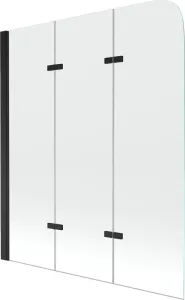 MEXEN Felix vanová zástěna trojkřídlá 120x140 cm, průhledná, černá 890-120-003-70-00