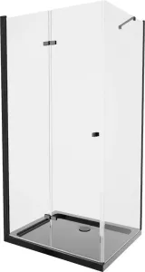 MEXEN/S Lima sprchový kout zalamovací dveře 90 x 100, transparent, černý + Flat černá vanička se sifonem 856-090-100-70-00-4070B