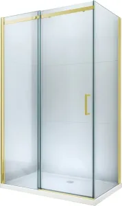 MEXEN/S Omega Sprchový kout 100x70, transparent, zlatý + vanička se sifonem 825-100-070-50-00-4010