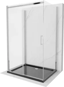 MEXEN/S OMEGA sprchový kout 3-stěnný 100x80, transparent, chrom + vanička včetně sifonu 825-100-080-01-00-3s-4070