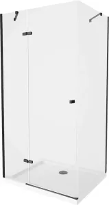 MEXEN/S Roma sprchový kout 100x80, transparent, černá  + bílá vanička se sifonem 854-100-080-70-00-4010B