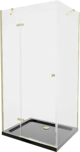MEXEN/S Roma sprchový kout 100x80, transparent, zlatá + černá vanička se sifonem 854-100-080-50-00-4070G