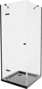 MEXEN/S Roma sprchový kout 80x80, transparent, černá + černá vanička se sifonem 854-080-080-70-00-4070B