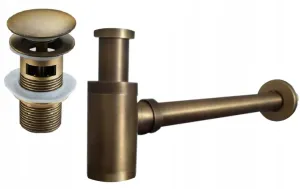 MEXEN/S Umyvadlový sifon s výpustí click-clack s přepadem, bronz 7992050-30