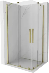 MEXEN/S Velar Duo čtvercový sprchový kout 100 x 90, transparent, zlatá 871-100-090-02-50