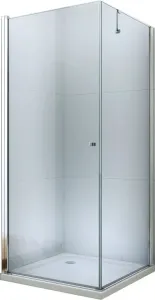 Mexen Pretoria s otočnými dveřmi 70 x 80 cm, Průhledné, Chromovaná + sprchová vanička Flat