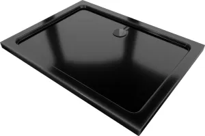 MEXEN/S Flat sprchová vanička obdélníková slim 120 x 80, černá + černý sifon 40708012B