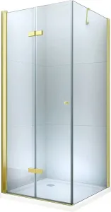 MEXEN/S Lima sprchový kout zalamovací  80x100, sklo transparent, zlatá + vanička 856-080-100-50-00-4010