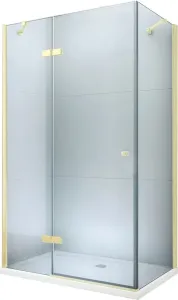 MEXEN/S Roma obdélníkový sprchový kout 100x70, transparent, zlatý + vanička 854-100-070-50-00-4010