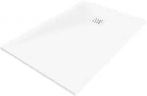 MEXEN/S Stone+ obdélníková sprchová vanička 110 x 80, bílá, mřížka bílá 44108011-W