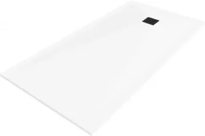 MEXEN/S Stone+ obdélníková sprchová vanička 160 x 100, bílá, mřížka černá 44101016-B