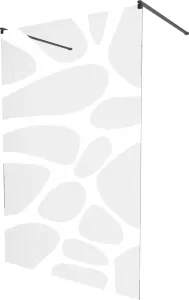 MEXEN/S KIOTO samostatně stojící sprchová zástěna 100 x 200, transparent/bílá vzor 8 mm, černá 800-100-002-70-97